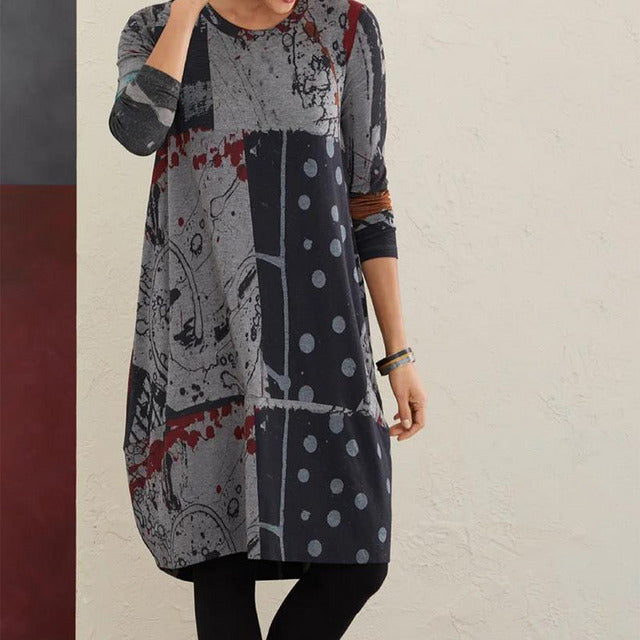 Diana – Elegantes Vintage-Kleid mit abstraktem Print