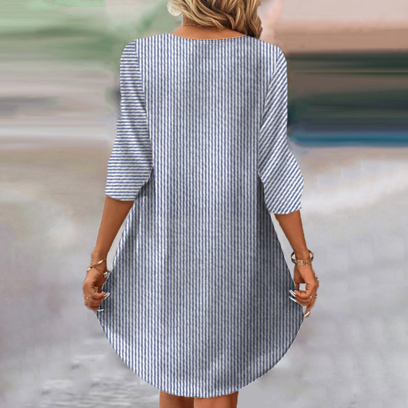 Nene – Langärmeliges Vintage-Streifenkleid