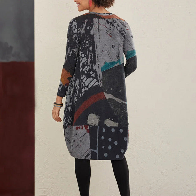 Diana – Elegantes Vintage-Kleid mit abstraktem Print