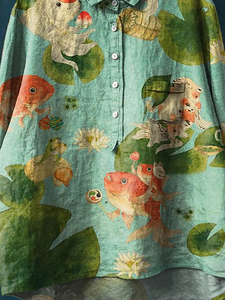 Rosie™ – Kreatives T-Shirt mit Fischmotiv im Kunststil