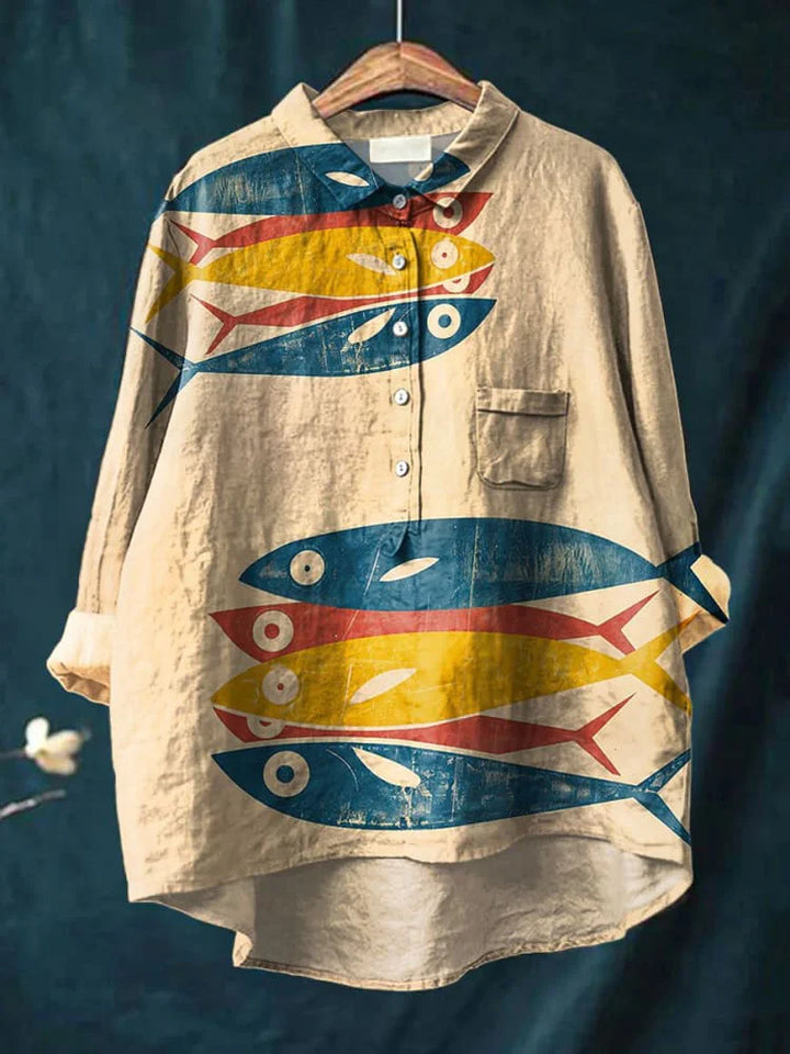 Darcy™ – Künstlerisches Shirt mit Fisch-Print