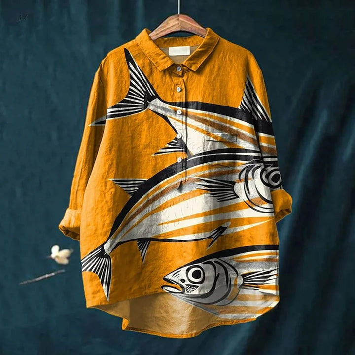 Darcy™ – Künstlerisches Shirt mit Fisch-Print