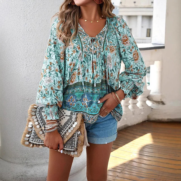 Sallie™ | Fließendes Bohemian-Top mit Blumenmuster – Für einen entspannten, blumigen Stil