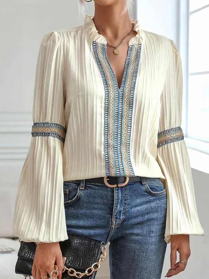 Colette™ | Wunderschöne Bluse mit V-Ausschnitt – Für mühelose Eleganz und Stil
