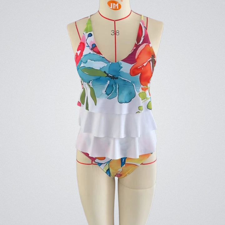 Youthful floral sleeveless swimwear