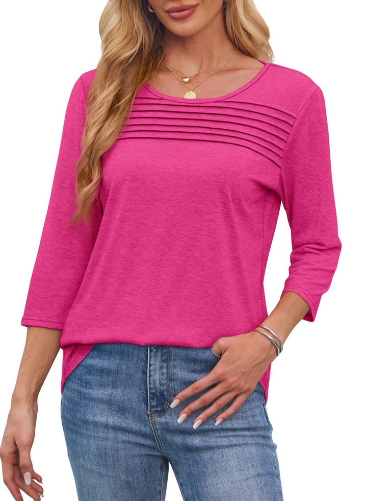 Monica™ | Falten-Top mit 3/4-Ärmeln – Raffinierte Eleganz für jeden Anlass