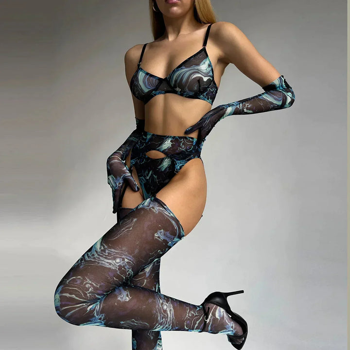 Serena™ | 5-teiliges Tie Dye Dessous Set – Sinnlichkeit in lebendigen Farben