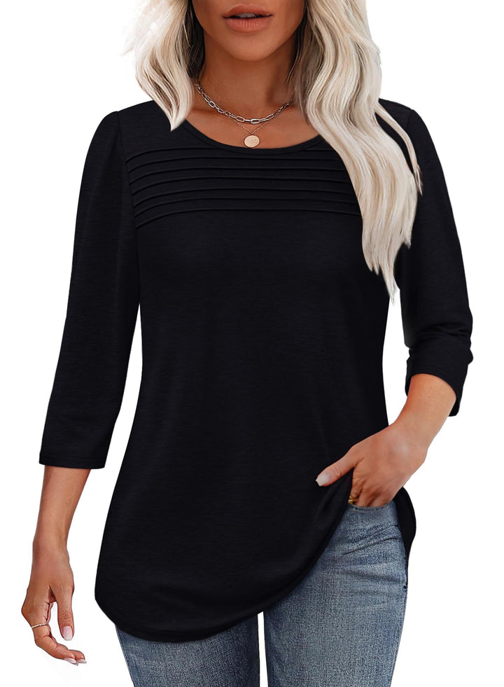 Monica™ | Falten-Top mit 3/4-Ärmeln – Raffinierte Eleganz für jeden Anlass