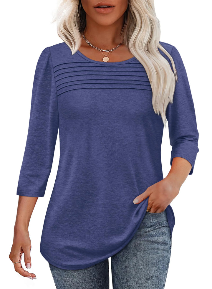 Monica™ | Falten-Top mit 3/4-Ärmeln – Raffinierte Eleganz für jeden Anlass