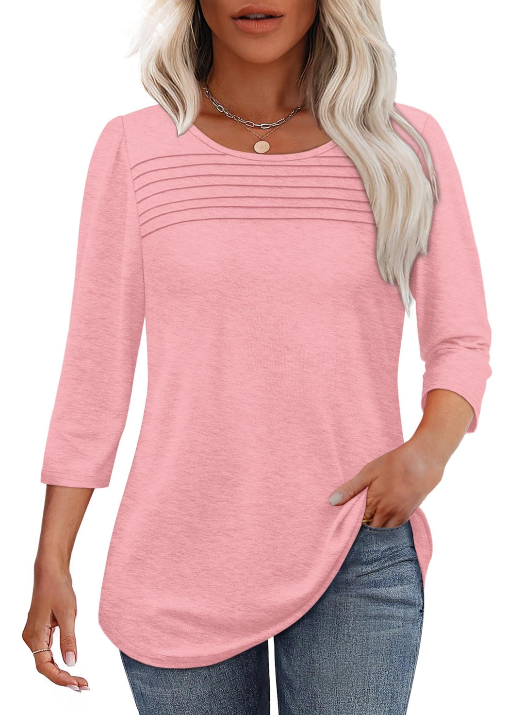 Monica™ | Falten-Top mit 3/4-Ärmeln – Raffinierte Eleganz für jeden Anlass