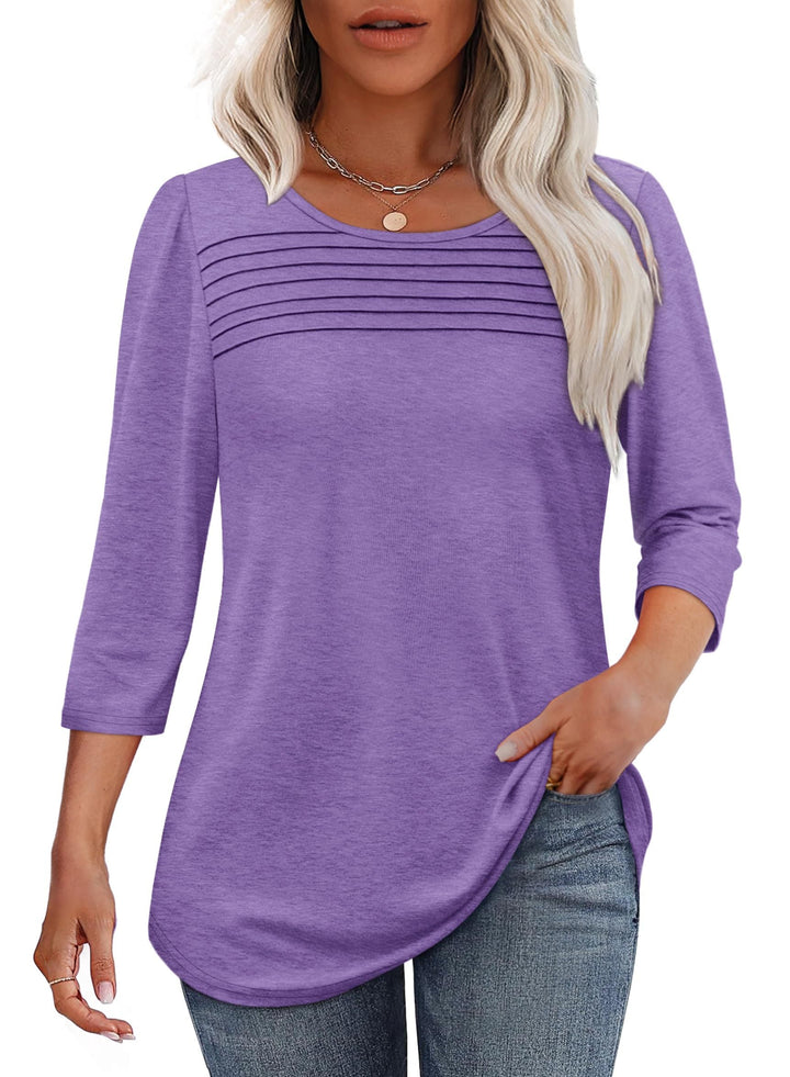 Monica™ | Falten-Top mit 3/4-Ärmeln – Raffinierte Eleganz für jeden Anlass