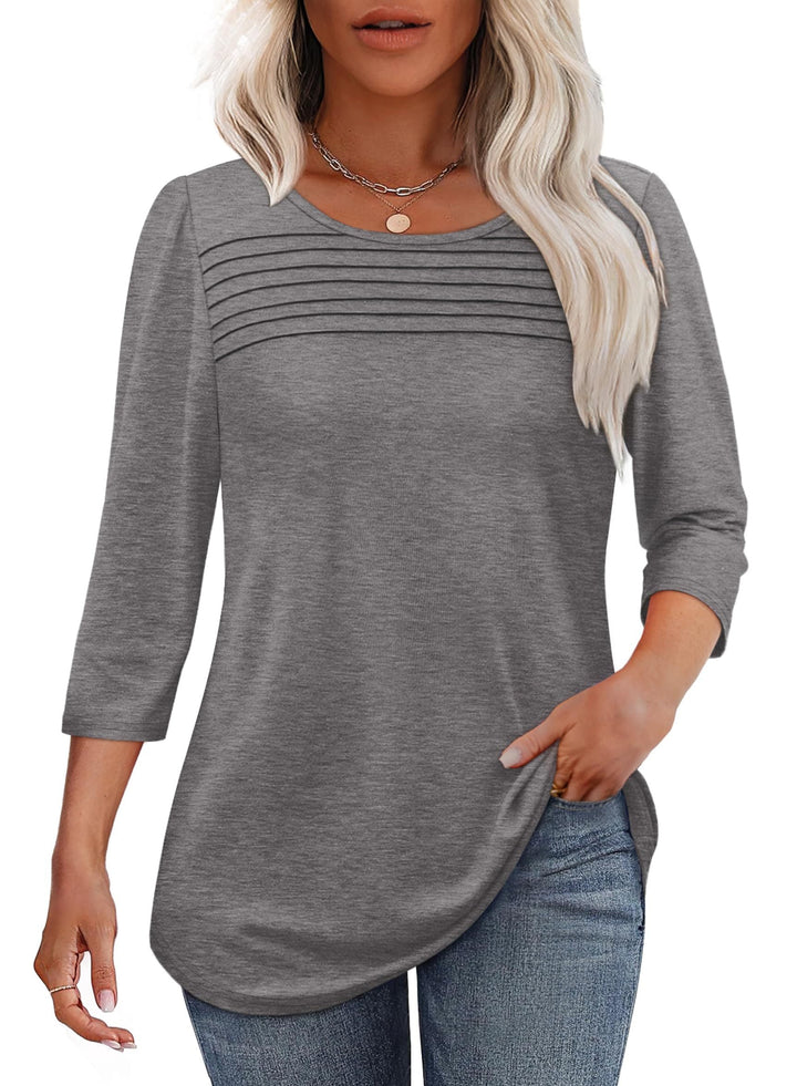 Monica™ | Falten-Top mit 3/4-Ärmeln – Raffinierte Eleganz für jeden Anlass