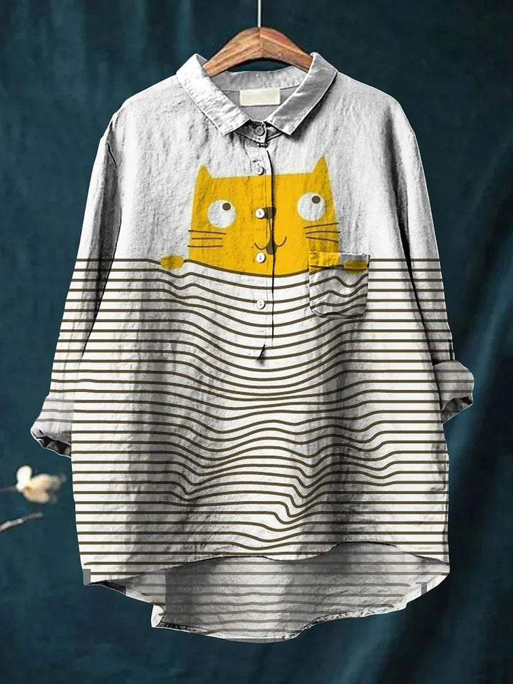 Thalia™ – Künstlerisches T-Shirt mit Katzen-Print
