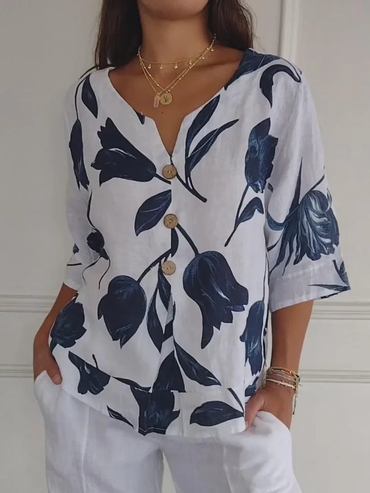 Delphine™ | Elegante Blumenbluse – Für zeitlose Eleganz und floralen Charme