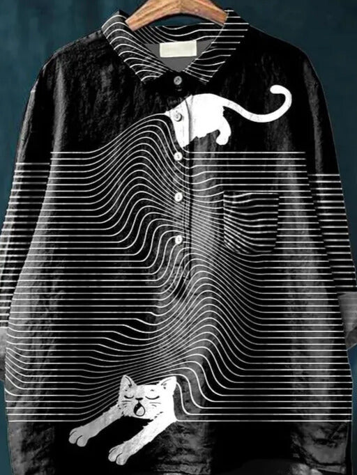 Coco™ – Künstlerisches T-Shirt mit Katzen-Print
