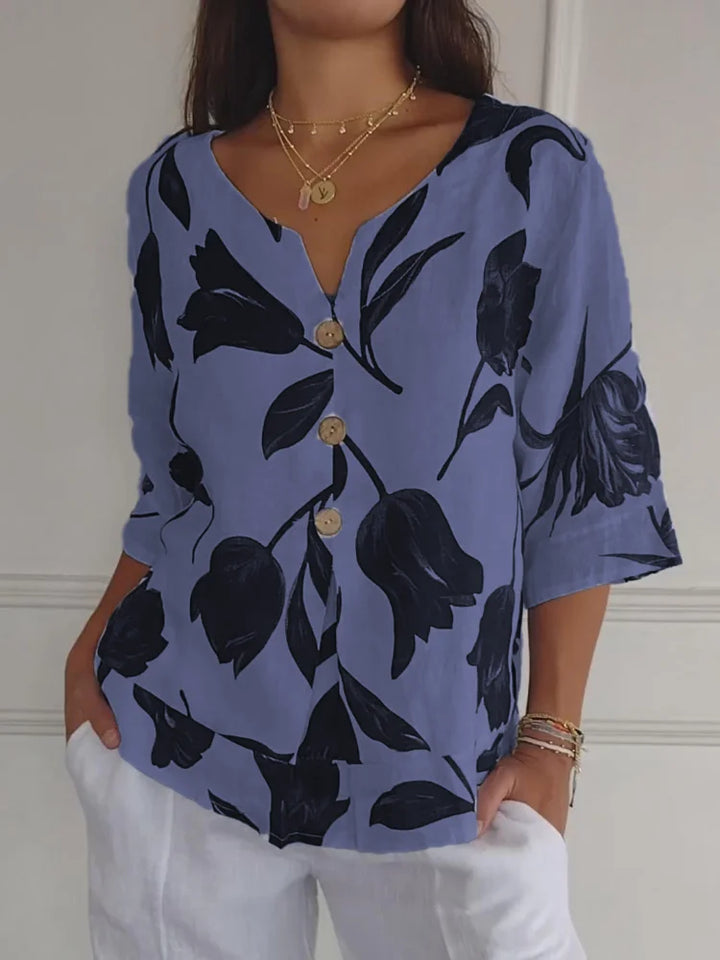 Delphine™ | Elegante Blumenbluse – Für zeitlose Eleganz und floralen Charme