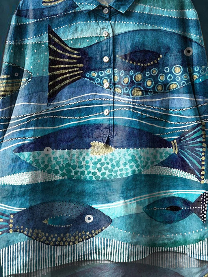 Quinn™ – Künstlerisches T-Shirt mit Ozean-Print
