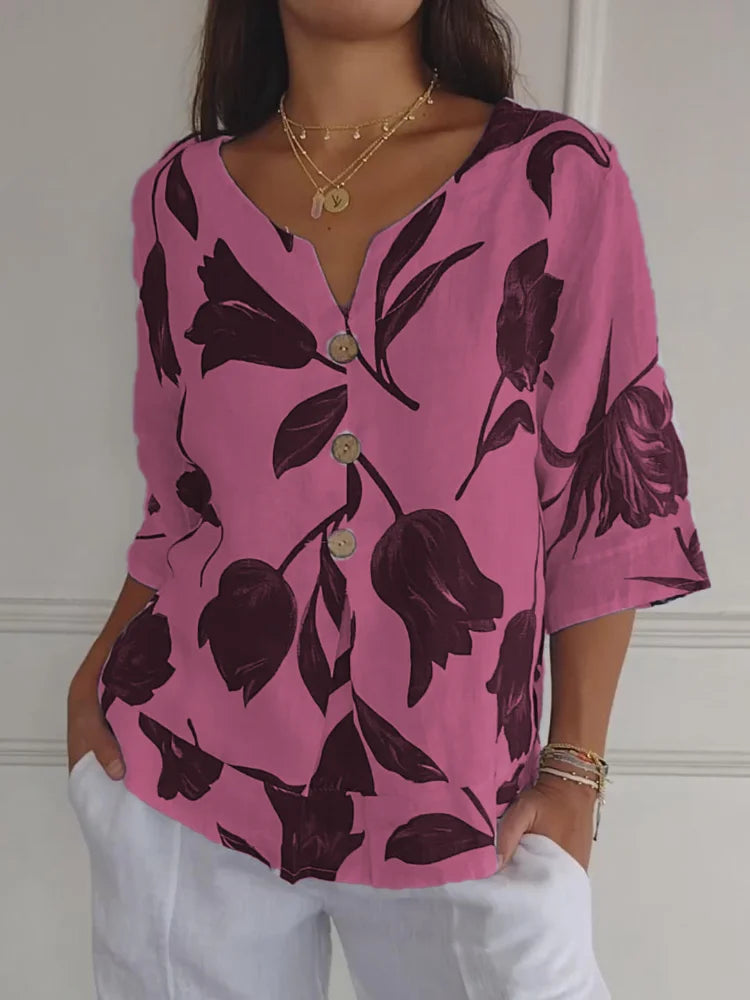 Delphine™ | Elegante Blumenbluse – Für zeitlose Eleganz und floralen Charme